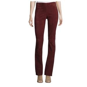 Joseph High Waist Straight Leg Maroon Suede Trouser Pants Size 40